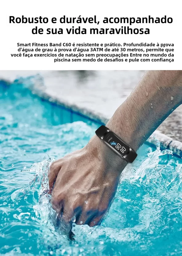 Relógio Inteligente Slim Masculino/Feminino Pulseira Inteligente Pulseira Amoled de 1,1 Polegadas Frequência Cardíaca À Prova D'água Temperatura Corporal Rastreador Fitness Banda - Imagem 3