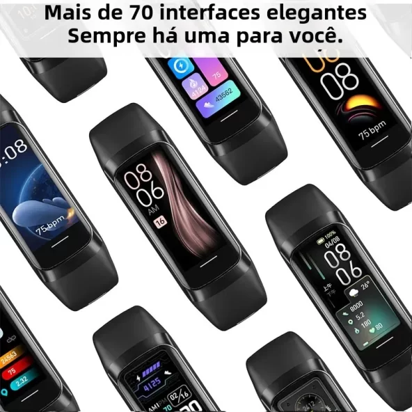 Relógio Inteligente Slim Masculino/Feminino Pulseira Inteligente Pulseira Amoled de 1,1 Polegadas Frequência Cardíaca À Prova D'água Temperatura Corporal Rastreador Fitness Banda - Imagem 6