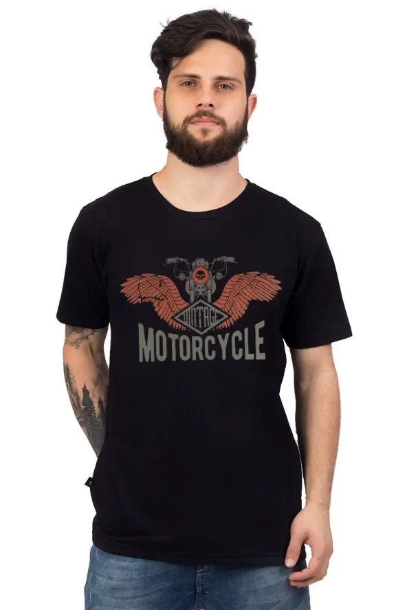 Camiseta com bandeira de motocicleta 100% algodão - UNISSEX - Imagem 3